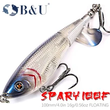 

B&U Topwater Fishing Hard Lure 10cm Whopper Popper Artificial Bait Hard Plopper Soft Rotating Tail Fishing Tackle Fishing Bait