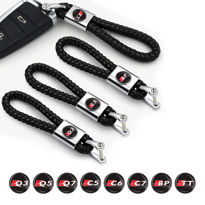 Car braided rope key pendant men and women decorative keychain for Audi Q5 Q7 C5 C6 C7 8P B5 B6 B7 B8 B9 TT Q3 Accessories | Автомобили и