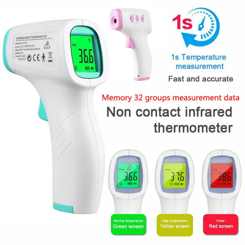 

3 Colors Display Digital Infrared IR Thermometer Non-contact Baby Adult Forehead Ear Surface LCD Gun Temperature Meter