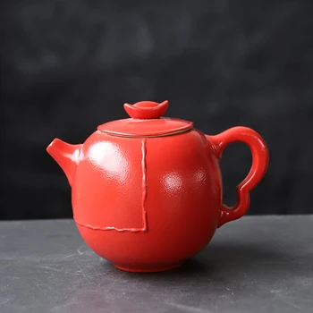

LUWU CERAMIC TEAPOTS RED CHINESE TEA POT DRINKWARE 220ML