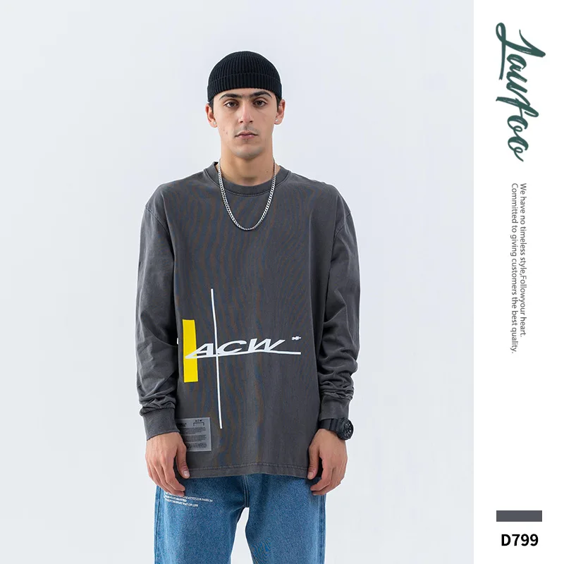 

Lawfoo Autumn And Winter New Style Men'S Wear Popular Brand ACW Important Washing Water High Street Loose-Fit MEN'S Long-sl
