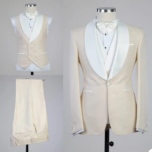 Image for Groom Wedding Tuxedos Slim One Button Champagne Sh 