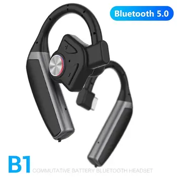

B1 Ear Hook Bluetooth 5.0 Handsfree Wireless Stereo Business Headset Earphone with Microphone HD Music Headsets for IPhone Xiaom