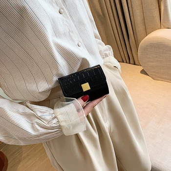 

Casual Mini PU Leather Purses Women Crocodile Card Holder Short Money Wallet Female Alligator Hasp Coin Purse