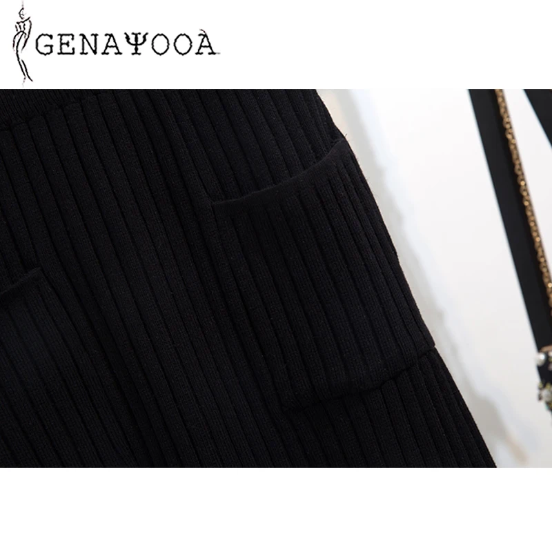 Genayooa женский зимний комплект из двух предметов высокого качества, кашемировый вязаный женский комплект 2 шт., Лоскутная Женская одежда из двух предметов