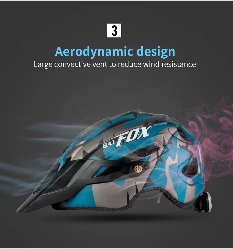 BATFOX Bicycle Helmet Ultralight Cycling Helmet Road Mountain MTB Helmet Casco Ciclismo Integrally-molded Bike Helmet 56-62 cm