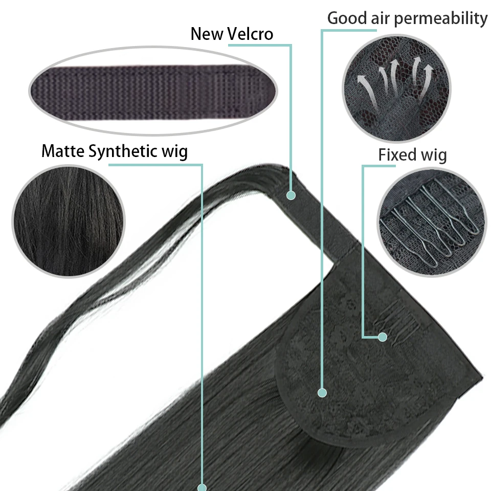 My-Diva Long Straight Heat Resistant Synthetic Ponytail Hair Extension Wrap Around  Fake Hair Clip In Brown Pony Tail