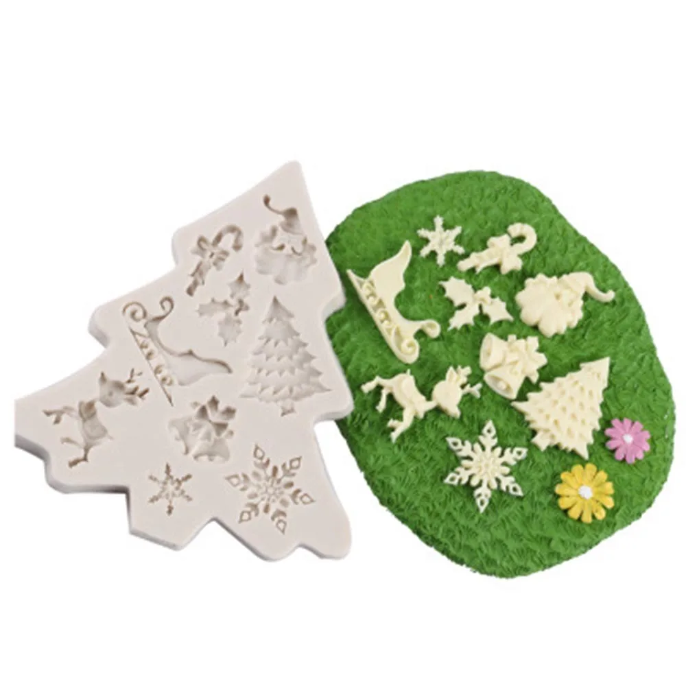 DIY Kitchen 3D Cute Cake Moulds Mold Food Grade Silicone Christmas Tree Deer Santa Claus Fondant Cake Decor Candy Cake Tools