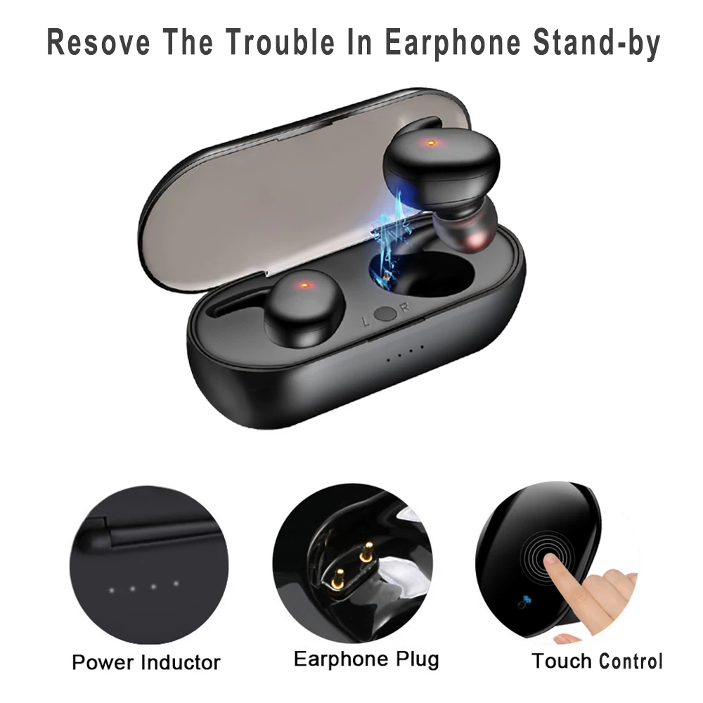 Wireless Earphones Bluetooth 5.0 Stereo Earbuds Headset High-speed Data with Microphone for iOS Android