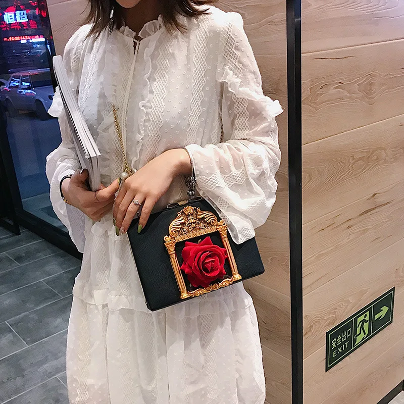 

JIULIN New Baroque Rejuvenated Angel Embossed Handbag Box Bag Girl Pearl Chain Box Bag Single Shoulder Bag