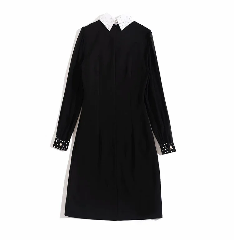Svoryxiu модное дизайнерское осеннее черное платье женские высококачественные платья с вышивкой кристаллами и алмазами с длинным рукавом Vestdios