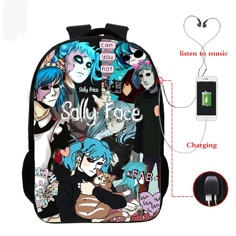 Sally Face рюкзаки детские школьные сумки Подростковый рюкзак сумка в стиле хип хоп