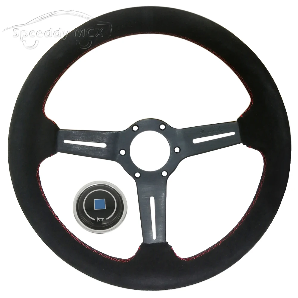 14inch350mmCarSuedeSteeringWheelUniversalBlackRacingDrifting