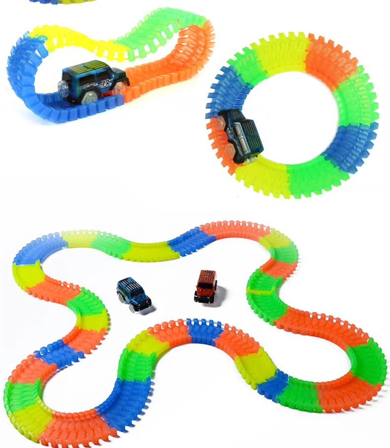 Glow in the Dark Cars Track Road Sigh DIY Puzzle Educational Toys For Children New Year Chirstmas Birthday Gift (3)