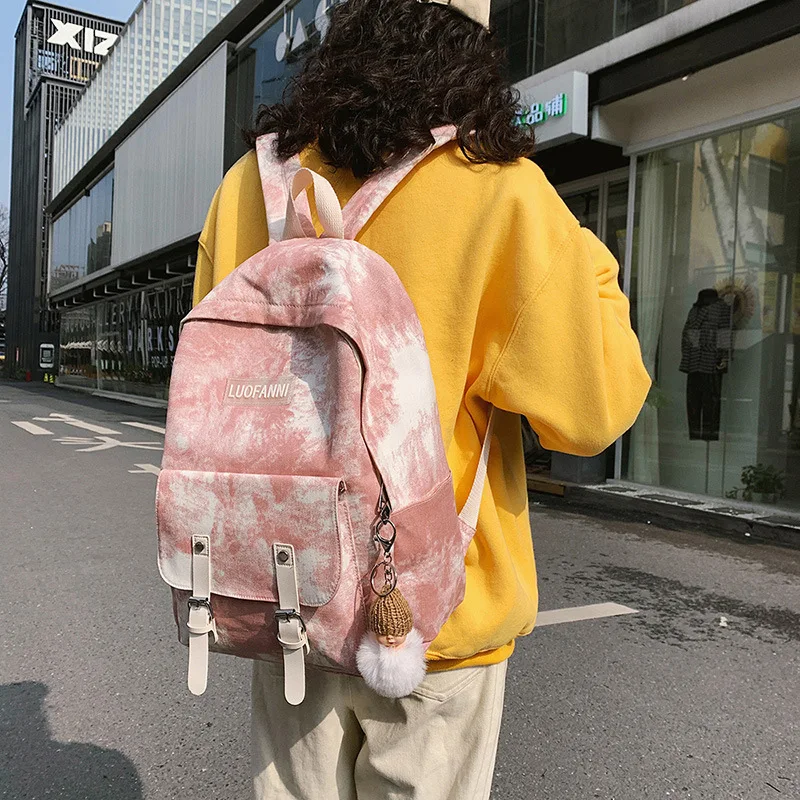 

2020 new school bag female high school student backpack gradient color small fresh tie-dye backpack school bag