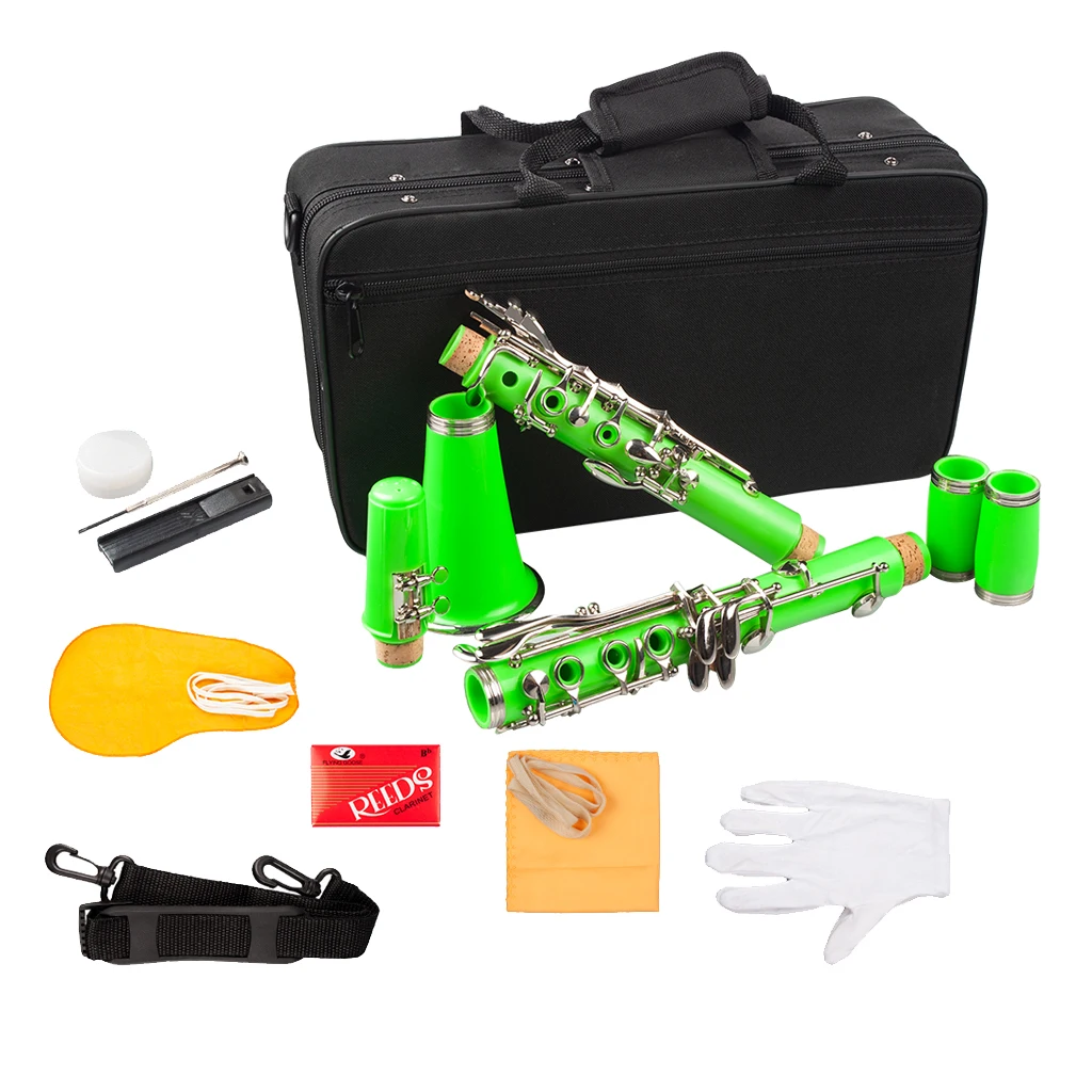 

Exquisite Beginner Student Clarinet Kit Key Of Bb PVC W/ Carry Case Green