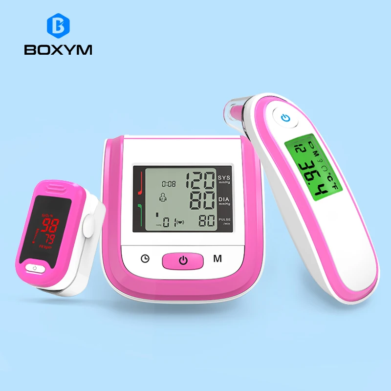 

BOXYM LCD Wrist Blood Pressure Monitor & LED Fingertip Pulse Oximeter & Baby Ear Infrared Thermometer Family Health Care