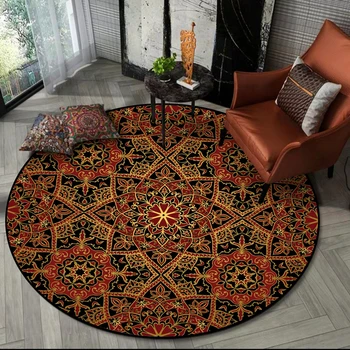 

Bohemian Style Round Area Rugs Living Room Sofa Table Non-Slip Floor Mats Bedroom Hanging Chair Kids Tent Morocco Decor Carpets