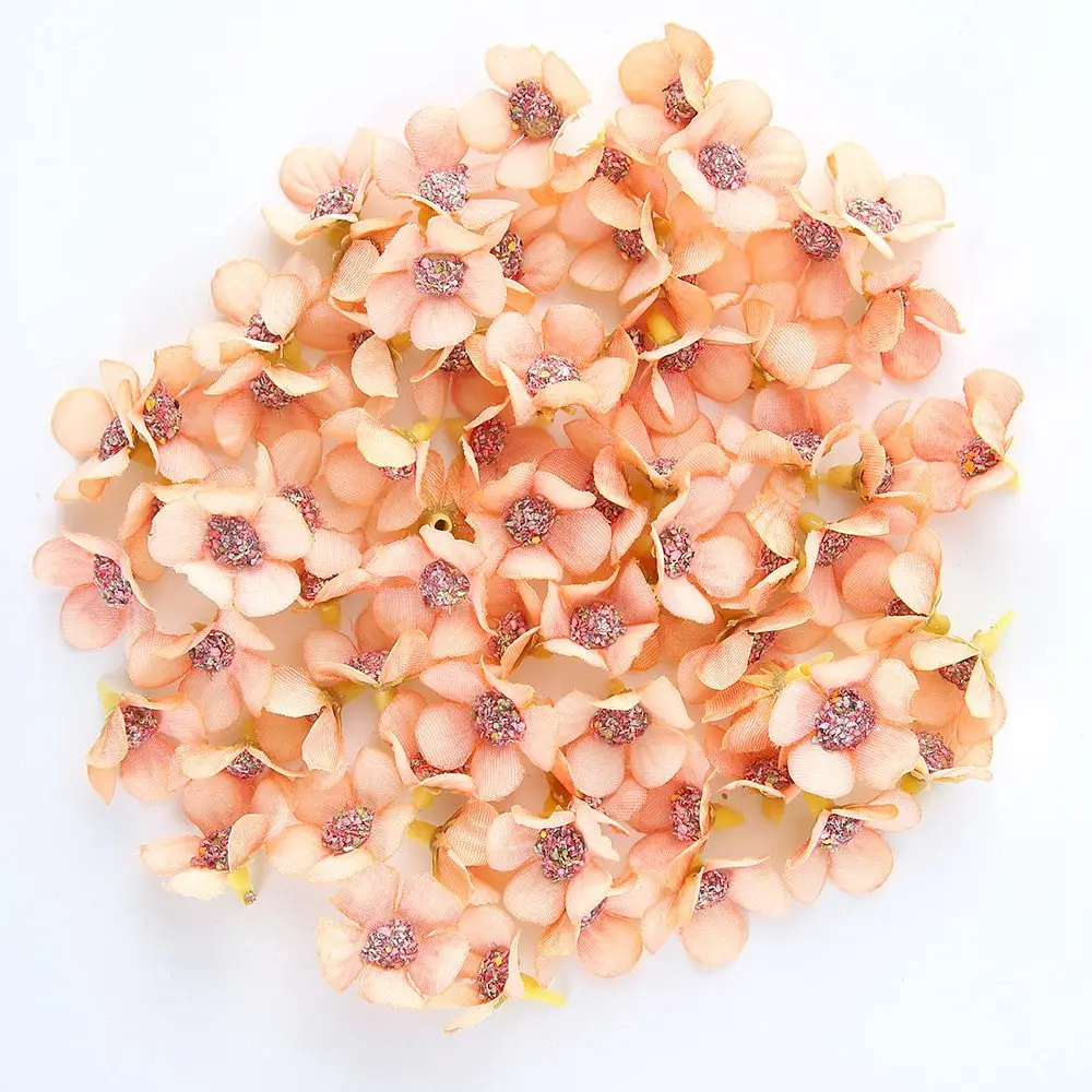 100Pcs Mini Silk Daisy Flower Heads for Crafts and Decorations