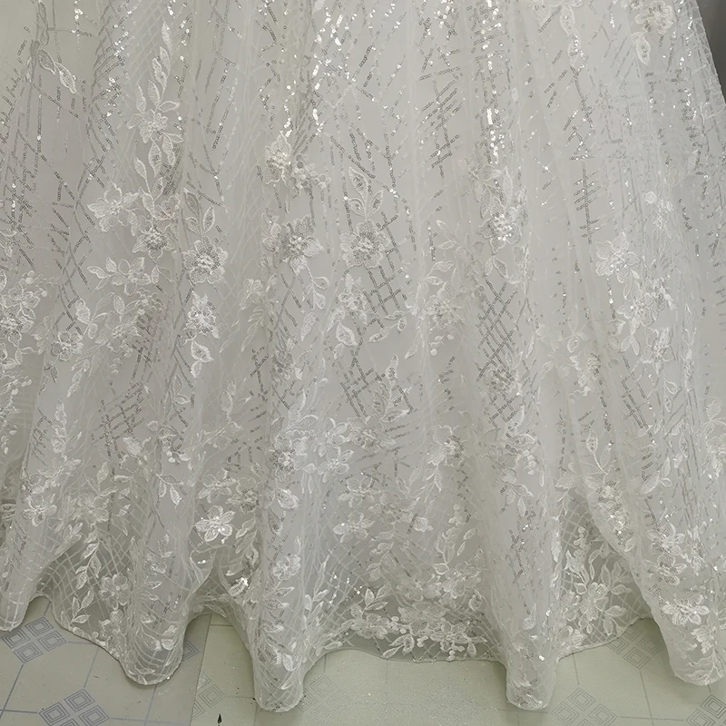 SL-6846 Customized ball gown wedding dress 2021 crystal bling bling lace beads bridal collection set wedding gowns plus size 5
