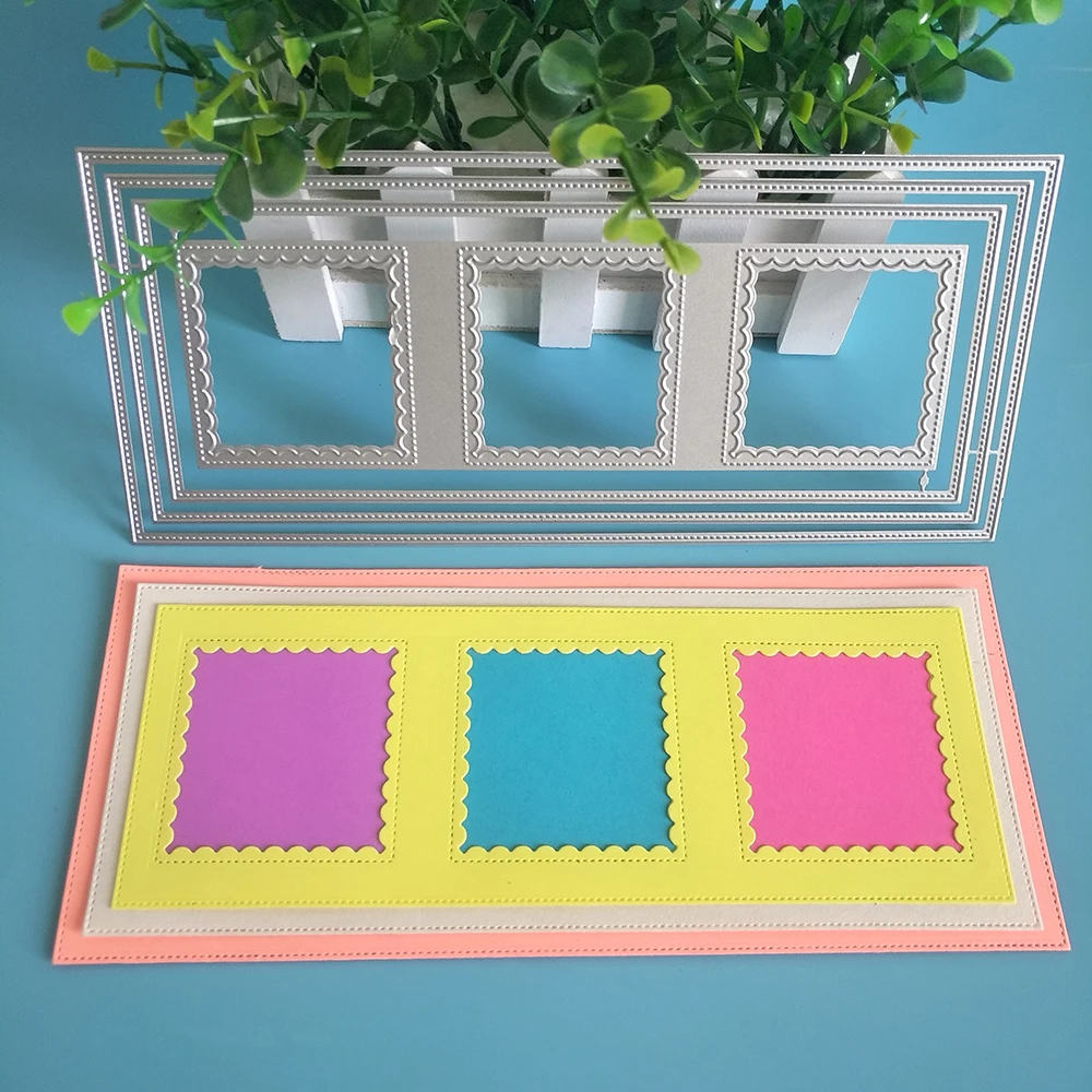 

New 3-layer photo frame metal cutting dies, used for DIY scrapbook, photo album photo frame decoration, cardboard crafts