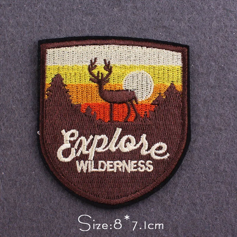 Mountain Patch Nature Adventure Embroidery Patches For Clothing Iron On  Patches On Clothes Wilderness Stripe Patch Camping Badge