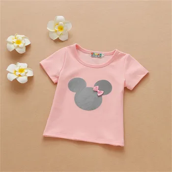 

Minnie Cartoon Baby Girls T-shirt Bow Long Sleeve For Bottoming Infant Shirt Cotton Spring Summer Short Sleeve Tee New Hot Top