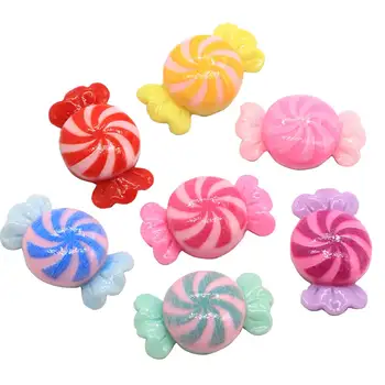 

20/100pcs Kawaii Pastel Charms Mini Candy Sweet Food Cabochon Flat Back Bow Embellishment Hair Bow Center Jewelry Crafts