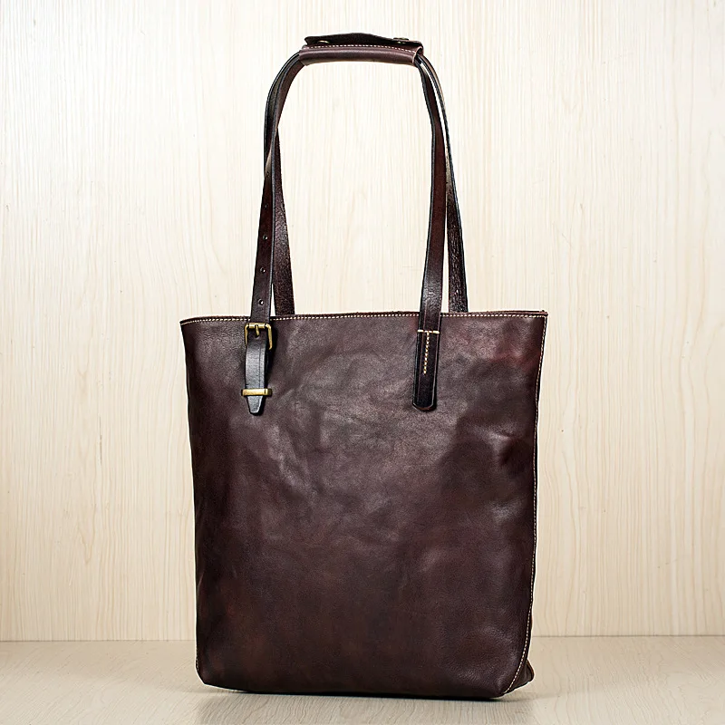 

Women's Genuine Leather Shoulder Handbag Retro Casual Import Vegetable Tanning Cowhide Large Capacity Shopping Bag Fashion