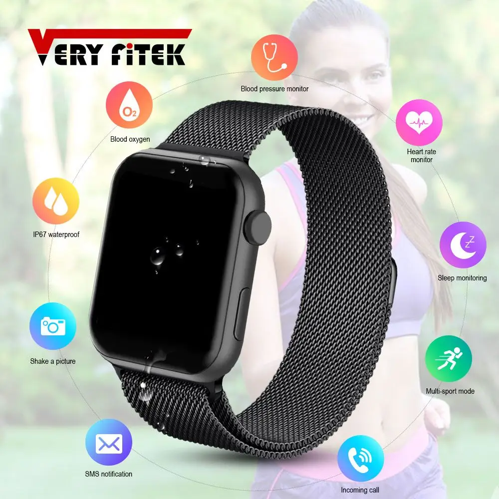  VERYFiTEK F10 Smart Watch Heart Rate Monitor Blood Pressure Fitness Bracelet Watch Women Men Smartw - 4000277832568