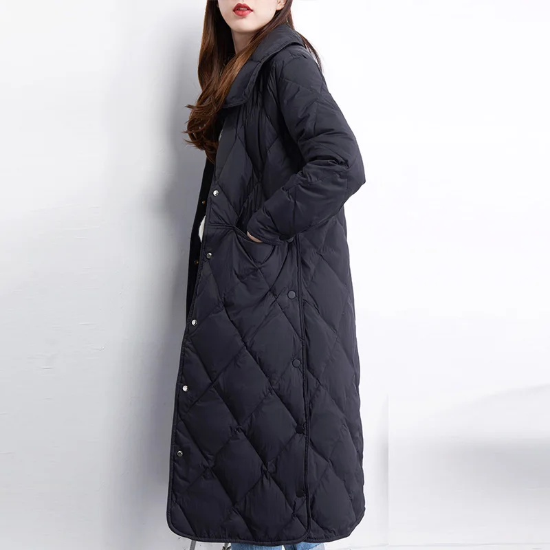 Kopen Winterjas Vrouwen 2019 Winter Vrouwen Ultra Licht Donsjack Witte Eendendons Jassen Lange Down Parka Vrouwelijke Effen Jas uitloper