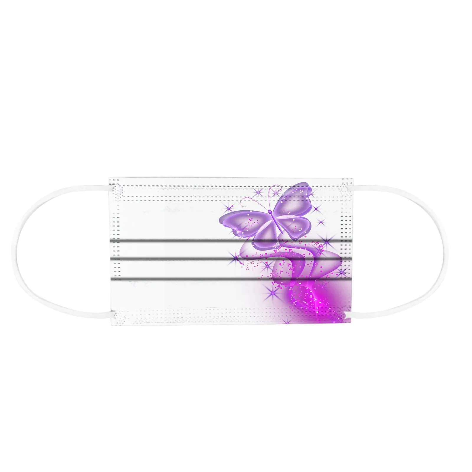 10/50pcs Disposable Non-woven 3-layer Filter Mask Butterfly Printed Women Man Mouth Face Mask Adult Breathable Black Facemask