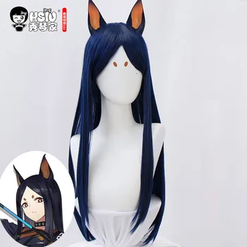 

HSIU Dobermann Cosplay wig,Game Arknights Wig,Dark blue long hair,Cosplay girl Wig Dark blue long wig