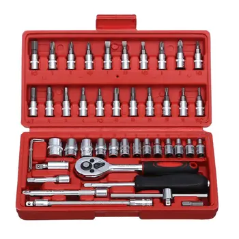 

46pcs Ratchet Wrench Socket Spanner Screwdriver Household Motorcycle Car Repair