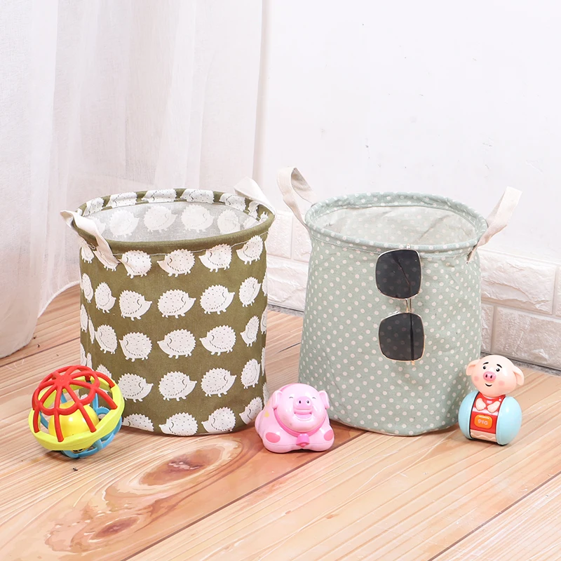 

Pouch Household Stand Laundry Basket Picnic Basket for toys storage bucket folding waterproof fabric Organizer Cotton Linen bin
