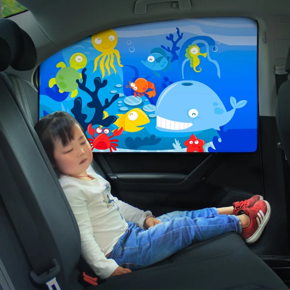 Car Side Rear Window Magnetic Sun Shade Visor Cover Shield Cartoon For Baby Kids 