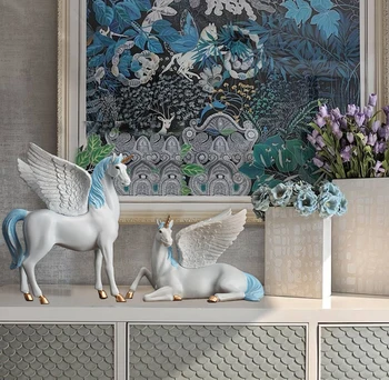 

EUROEPAN CREATIVE MYTHOLOGY UNICORN PEGASUS RESIN ACCESSORIES HOME LIVINGROOM FIGURINES CRAFTS OFFICE DESK ORNAMENTS DECORATION