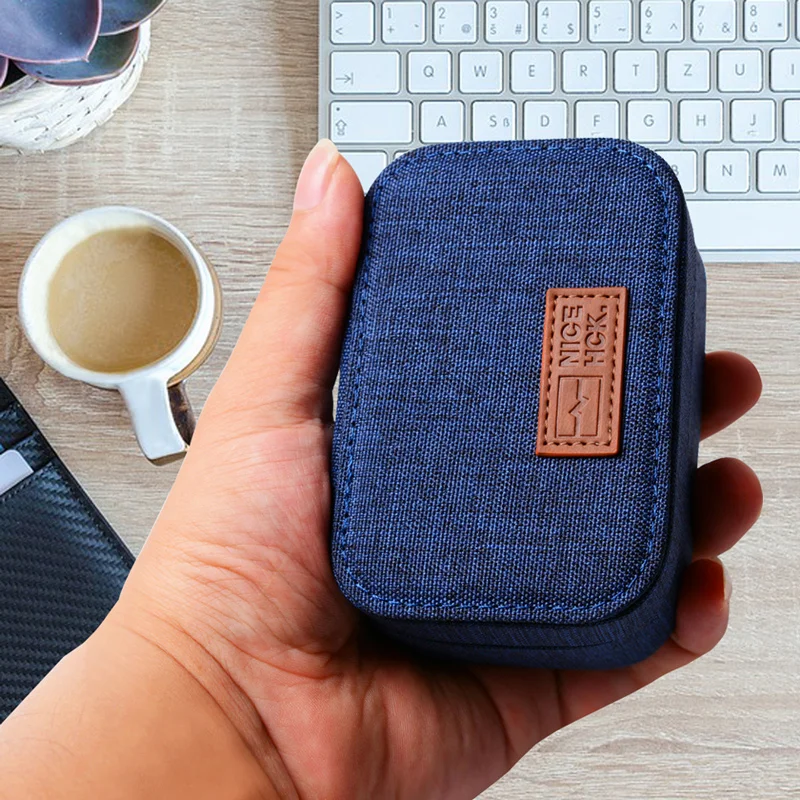 Nicehck-high-end Canvas Earphone Case Armazenamento Portátil Earbud Box Absorção de Choque Headconjunto Cabo Bolsa Acessório para Nx7mk4 St10 - Image 3