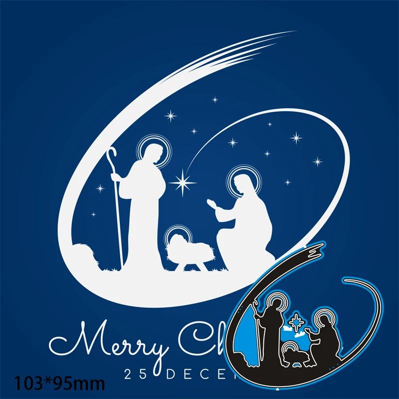 

Cutting Dies Christmas Family Metal and Stamps Stencil for DIY Scrapbooking Photo Album Embossing Paper Card 103*95mm