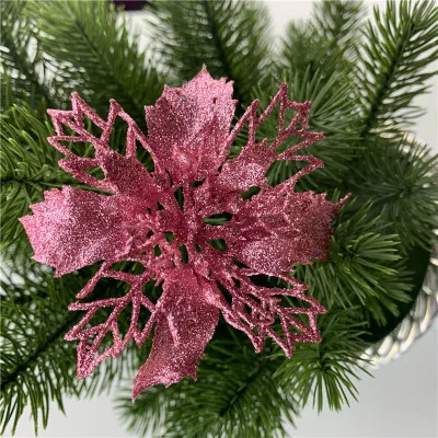 5 шт., искусственные рождественские цветы, блестящий искусственный цветок, Рождественские елочные украшения для дома, подарок, рождественский орнамент - Цвет: AS PICTURE
