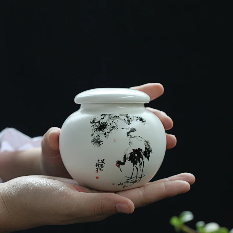 

Small Pu 'er flower green tea ointment powder sealed storage jar in ceramic tea pot Tea packaging