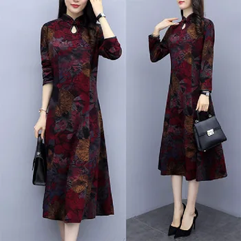 

Mother Dress Dress 2020 New in Autumn and Winter in Middle-Aged and Elderly L Cheongsam Autumn High-End Women's Clothing Long