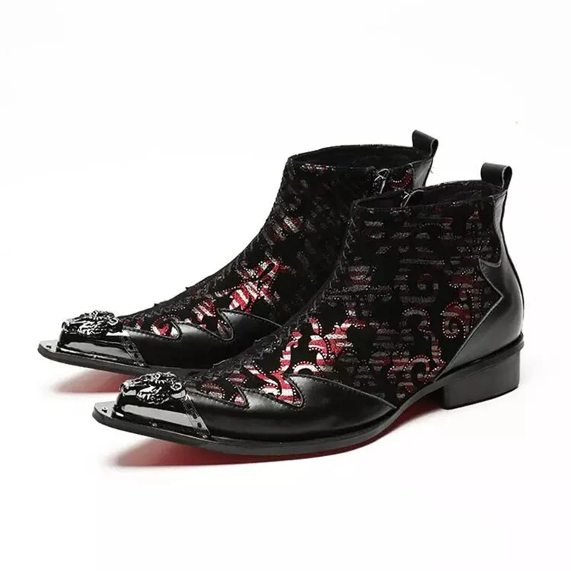 Batzuzhi Cool Men Boots Pointed Metal 