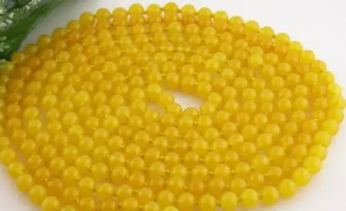 Free Shipping >>10MM NEW 100" nature round yellow stone bead necklace AAA