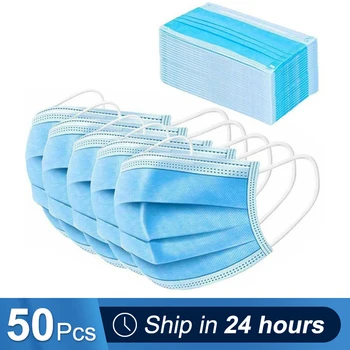 

50pcs Mask Disposable Protective Non-woven Fabric Masks Mouth Muffle Safety Anti Dust Breathable Protection Face Masks
