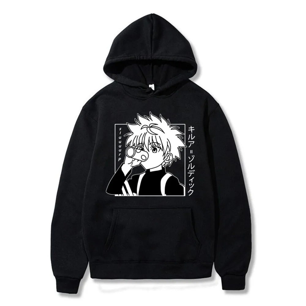 Японские Аниме Смешные Killua Eyes HxH толстовки 2021 зимний японский стиль Hunter X свитшоты