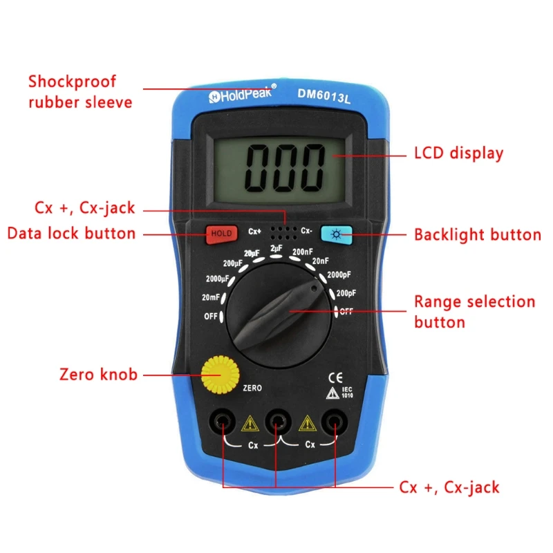

Handheld Digital Capacitance Meter Capacitor Tester Capacimeter Electronic Auto