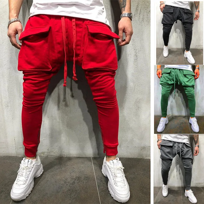 Мужские брюки новая мода уличная строчка цветные джоггеры хип-хоп длинные брюки мужские эластичные талии мульти-карман jogger Брюки