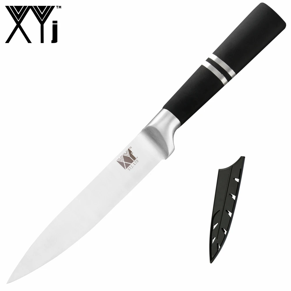 XYj 7 шт. набор ножей из нержавеющей стали 8 ''подставка для ножей Нескользящая черная ручка нож шеф-повара кухонный инструмент приспособление для дома Полный нож Тан - Цвет: J.5 utility knife