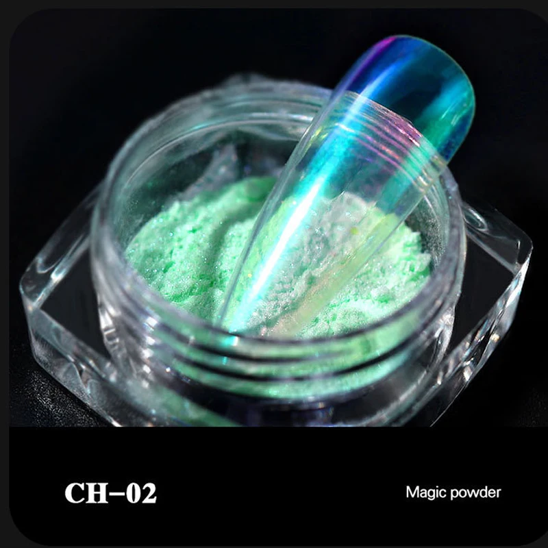 6 цветов ледяной прозрачный модный зеркальный порошок русалки для ногтей хром УФ гель пигмент Волшебная Пыль порошок лазер украшения для ногтей - Цвет: CH-02
